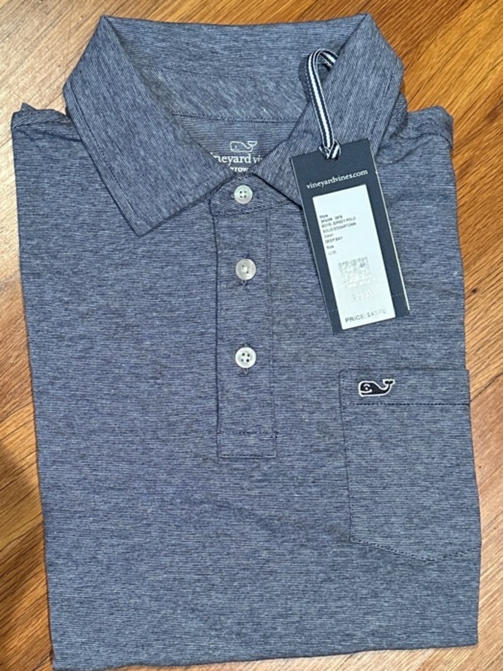 Vineyard Vines Boys Jersey Navy Polo with Whale Logo Solid color L(16), new/tag